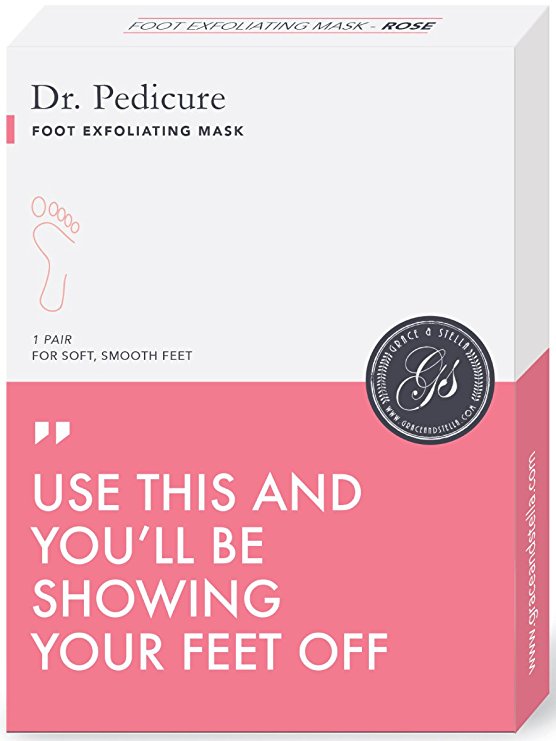 Dr. Pedicure Foot Exfoliation Peeling Mask | Professional At-Home Deep Exfoliating Booty Care For Smooth Baby Soft Feet, Dry Dead Skin Natural Treatment, Peel & Repair Rough Heels & Calluses, Japanese / Korean Acid Exfoliator, Callus Remover in Liquid, Activated Odor Eliminator, Soak Socks Spa Babysoft Peeler Booties for Gentle Feet (Rose, 1 Pair) **As seen on Dragons Den**