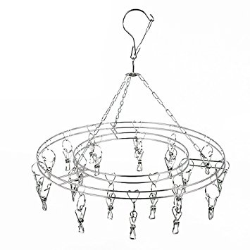 YIXIN Stainless Steel Drying Rack Clip and Drip Hanger with 20 Clips Hanging Clothes Socks Short Underwear Towels Dryer