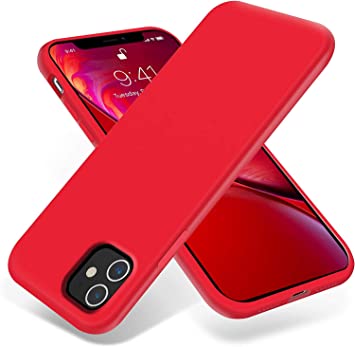 OTOFLY iPhone 11 Case, Silicone Ultra Slim Shockproof Phone Case with [Soft Anti-Scratch Microfiber Lining], 6.1 inch, Red