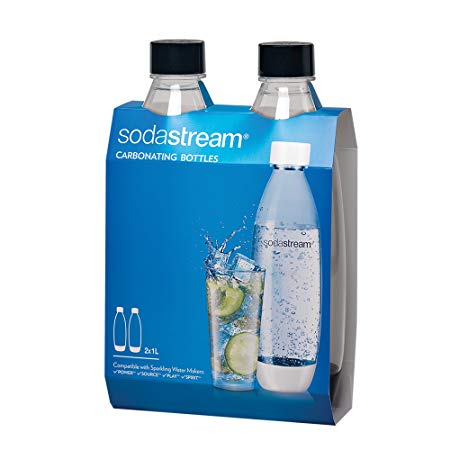 SodaStream 1L Slim Black Carbonating Bottles Twin Pack