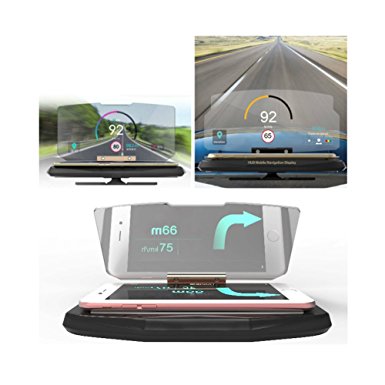 HaloVa GPS Navigation Holder, Universal In-Car HUD Head-Up Display, Multifunctional Reflection Projector Mobile Phone Bracket for iPhone Samsung with All Smart Phones
