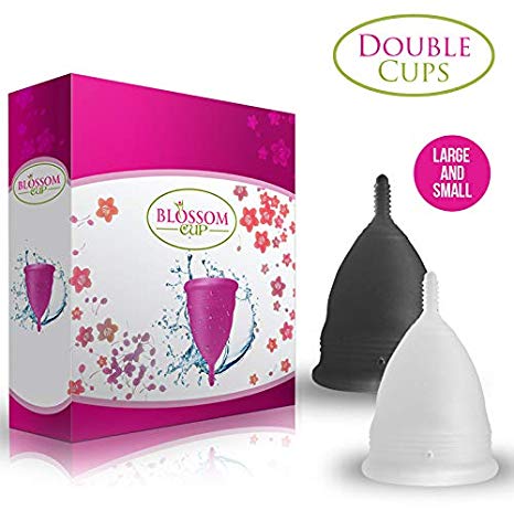 Blossom Menstrual Cups Set of 2 Cups (Sm Clear, Lg Black)