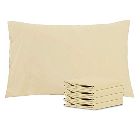 NTBAY Queen Pillowcases Set of 4, 100% Brushed Microfiber, Soft and Cozy, Wrinkle, Fade, Stain Resistant, Queen, Khaki