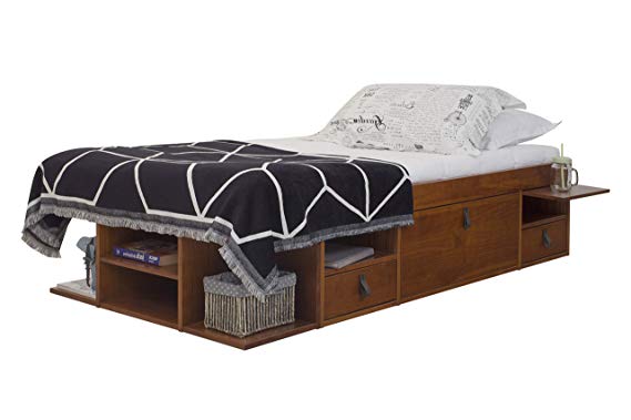 Memomad Bali Storage Platform Bed with Drawers (Twin Size, Caramel)