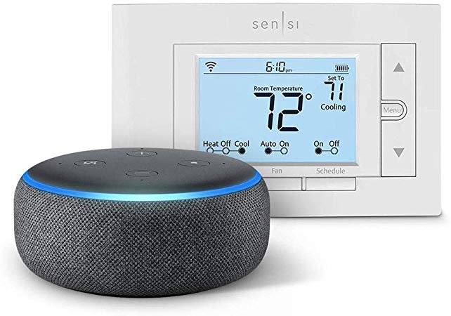 Emerson Sensi Wi-Fi Smart Thermostat for Smart Home, DIY Version with Echo Dot (3rd Gen) Charcoal