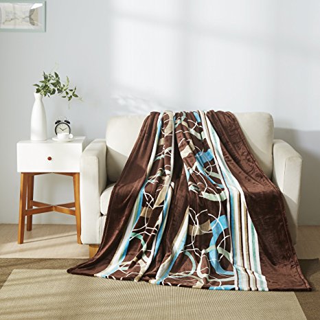 All American Collection New Super Soft Printed Throw Blanket (Queen Size, Brown/ Turquoise)