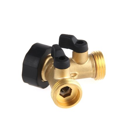 Amzdeal Brass Garden Hose Y Connector with Shut-off Valves