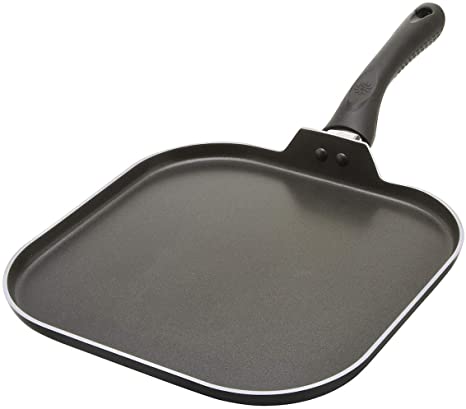 Ecolution Artistry Non-Stick Square Griddle Easy To Clean, Comfortable Handle, Even Heating, 11 Inch, Black