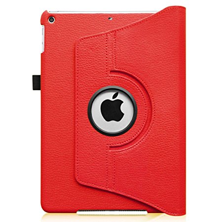 QQ-Tech® Apple iPad Air / iPad 5 Case 360 Degrees Rotating Case Smart Cover Stand (Red)