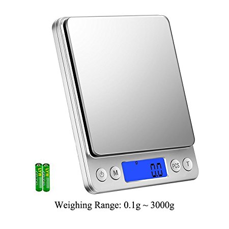 Food Scale Kitchen Digitle Weighing Scale by Somolux,From 0.1g to Max 3000g Include 6 Kinds of Units Such as Grams, Ounces and Others.Multifunction Smart Scale with 2 Removable Bowl.