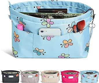 Vercord Premium Nylon Purse Organizer Tote Handbag Insert Organizers Bag in Bag Zipper 13 Pockets 5 Sizes