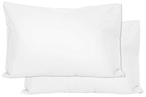 2 White Cotton Jersey Toddler Pillowcases - Envelope Style - For Pillows Sized 13x18 and 14x19 - Machine Washable - 2 Pack