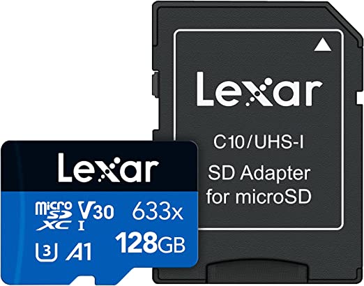 Lexar High-Performance microSDXC 633x 128GB UHS-I Card w/SD Adapter - LSDMI128BBNL633A