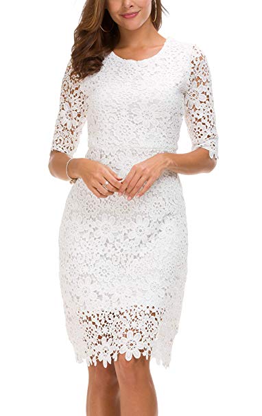 Urban CoCo Women's Lace Sheath Dress Slim Fit Midi Dress