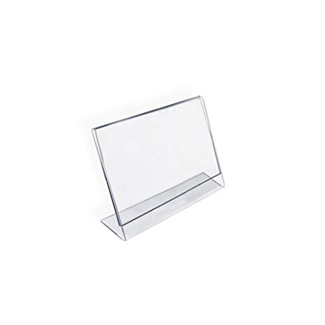 Azar 112740 3-1/2-Inch by 2-1/2-Inch Horizontal Slanted L-Shape Acrylic Sign Holder, 10 Count