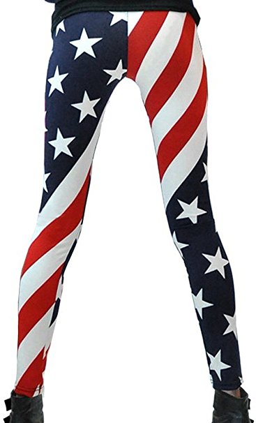 Women's Fashion USA American Flag Stars & Stripes Leggings