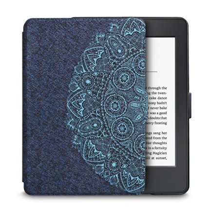 Walnew Amazon Kindle Paperwhite Case Lightest and Thinnest Premium Leather Smart Protective Cover for Kindle Paperwhite with Auto Wake/Sleep Function, Blue Flower