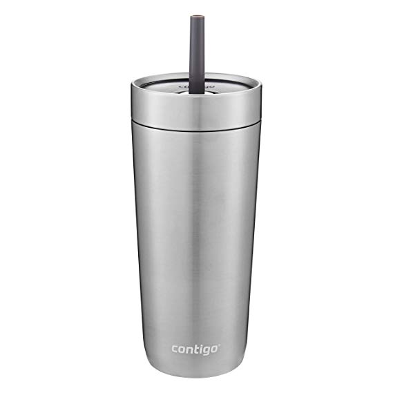 Contigo Luxe Stainless Steel Tumbler with Spill-Proof Lid and Straw | Insulated Travel Tumbler with No-Spill Straw, 18 oz, Stainless Steel