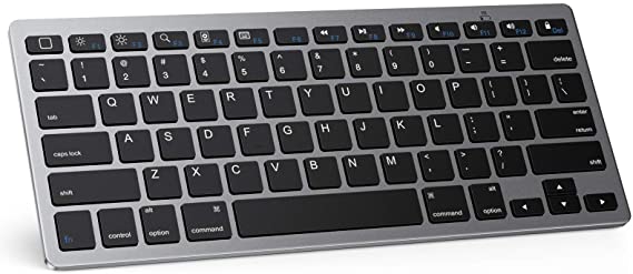 OMOTON Ultra-Slim Bluetooth Keyboard Compatible with 2018 iPad Pro 11/12.9, New iPad 9.7 Inch, iPad Air, iPad Mini, iPhone and Other Bluetooth Enabled Devices (Grey)