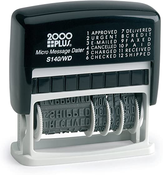 2000 PLUS 12-in-1 Self-Inking Date and Phrase Stamp, Black Ink (011227)
