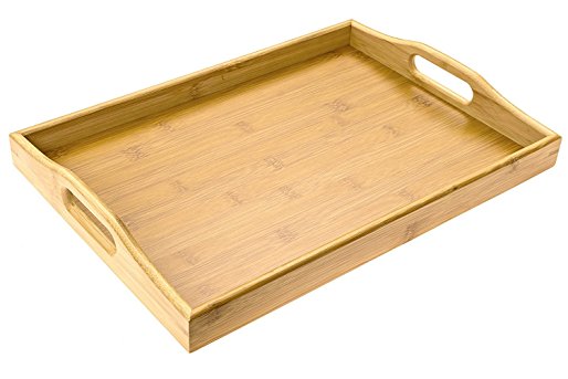 Serving Tray With Handles Nice Size Aprox 17.7 X 13 inch by Intriom Bamboo Collection