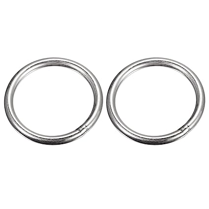 uxcell 304 Stainless Steel O Rings, 2pcs 60mm(2.36") Outer Dia. 6mm Thickness Multi-Purpose Metal Welded O-Rings Round Rings for Hardware Luggage Accessories