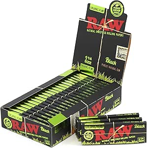 1 box - RAW Black Organic size 1 1/4 (78mm) rolling paper - 1200 papers