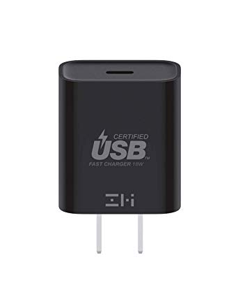 ZMI zPower Turbo 18W USB-C PD Wall Charger, USB-IF Certified - Compatible with iPhone 11 Pro, 11 Pro Max, Pixel 4, 3, 3a, 2 XL (Black) - Wall Plug Only; Cables Sold Separately