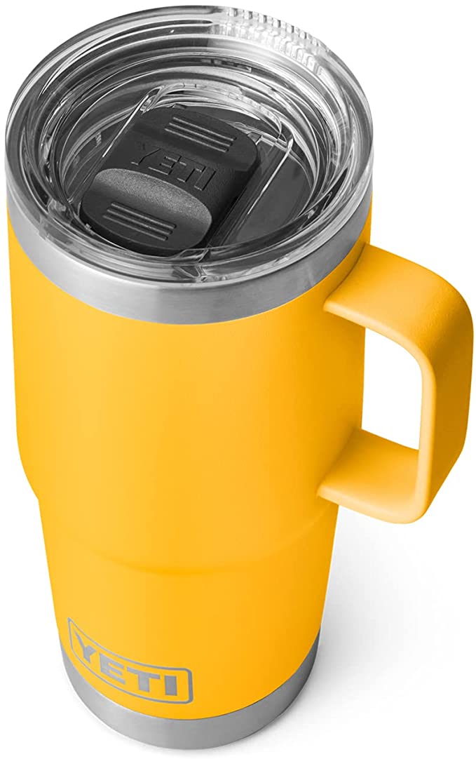 YETI Rambler 20 oz Travel Mug, Stainless Steel, Vacuum Insulated with Stronghold Lid, Alpine Yellow