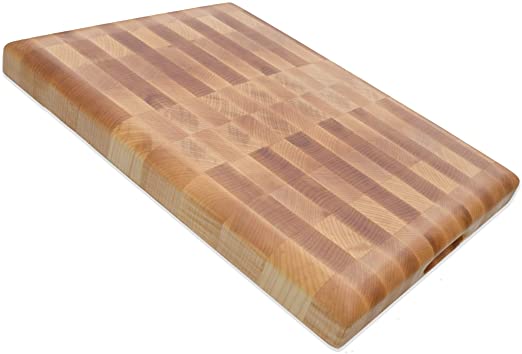 Large wood cutting boards for kitchen 17x13 inch Wooden butcher block cutting board end grain chopping blocks with feet - Carved cheese chop board (Maple)