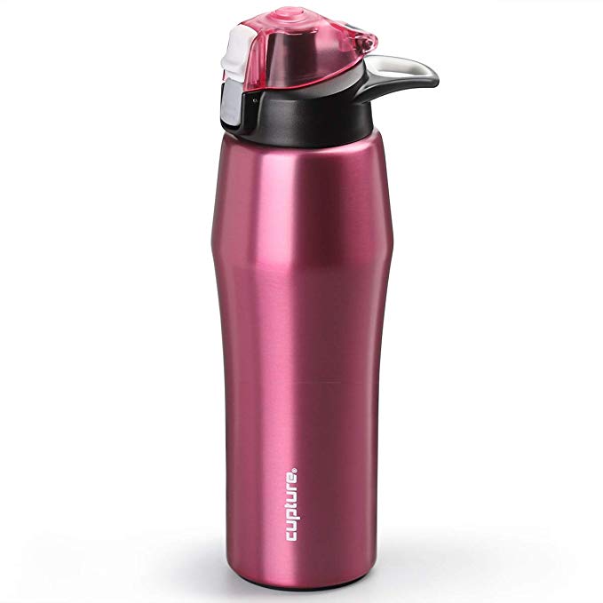 Cupture Action Water Bottle Flip Top with Handle - 22oz Stainless Steel Vacuum-Insulated