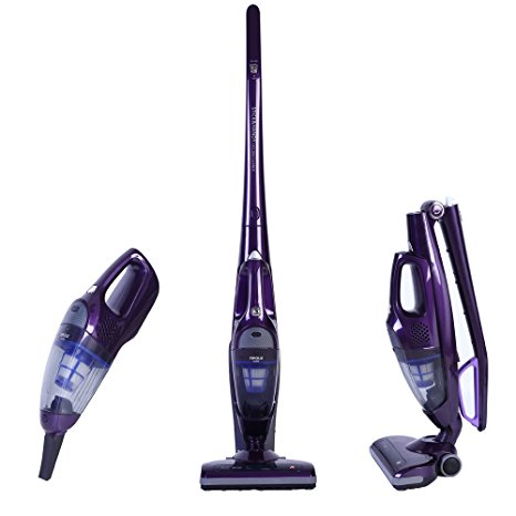 NPOLE N100 2-in-1 Cordless Upright Vacuum Cleaner with Detachable Hand Vacuum for Car and Pet 2-speed Setting Lightweight Rechargeable Bagless Stick and Handheld Vacuum with Charging Base Purple