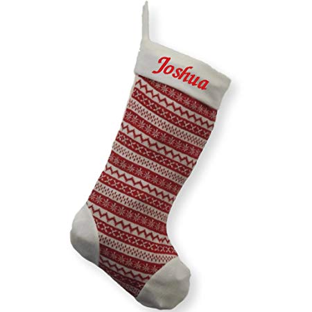 D3 Personalised Deluxe Embroidered Nordic Knitted Xmas Stocking Sack