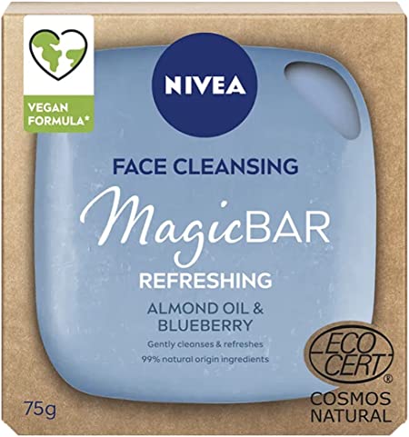 NIVEA MagicBAR Refreshing Almond Oil Face Cleansing Bar (75g), Vegan Face Cleanser, Plastic-Free Facial Cleansing Bar, Facial Cleanser with Recyclable Packaging