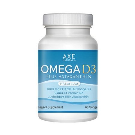 Dr. Axe- OMEGA D3- For Reduced Inflammation, Brain Health, Improved Focus, Heart Health, Weight Management, Healthy Skin, & Improved Mood- With Fish Oil Omega 3, Vitamin D3, & Astaxanthin- 60 Capsules