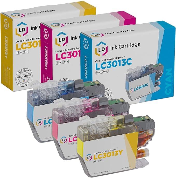 LD Compatible Ink Cartridge Replacements for Brother LC3013 High Yield (Cyan, Magenta, Yellow, 3-Pack)