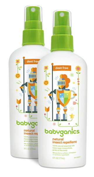 Babyganics Natural DEET-Free Insect Repellent, 6oz Spray Bottle (Pack of 2)