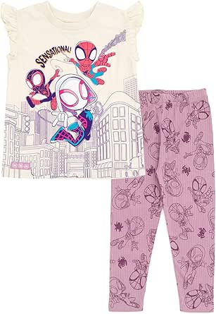 Marvel Spidey and His Amazing Friends Spider-Man Ghost-Spider Girls T-Shirt and Leggings Set Toddler to Little Kid