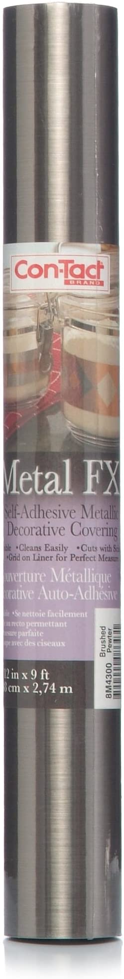 Con-Tact Brand Metal FX Creative Covering Self-Adhesive Shelf and Drawer Liner, 12-Inches by 9-Feet, Brushed Pewter