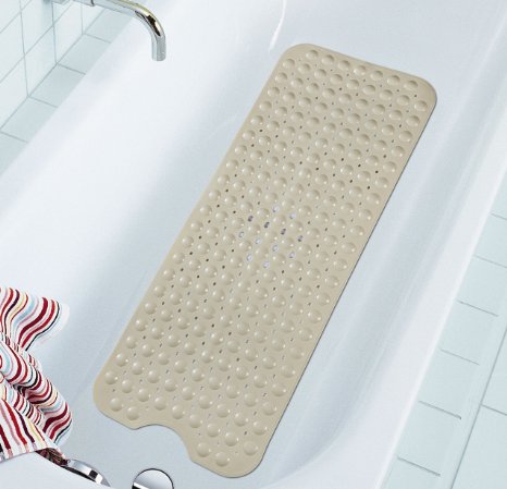 Extra Long Anti-Slip Anti-Bacterial Simple Deluxe Slip-Resistant Bath Mats by NTTR(Beige,16 W x 39 L Inches)