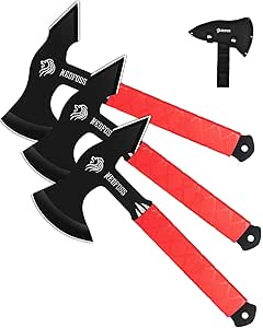 NedFoss Bear Throwing Axe Set with Tear-Resistant TPR Handle, Throwing Products Pack of 3,11.7“ Full Tang Throwing Axes for Axe Throwing Game, Throwing Game for Recreation and Competition