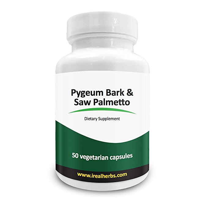 Real Herbs Pygeum Bark Pure Extract 4:1 350mg and Saw Palmetto Pure Extract 3:1 350mg – 700mg – Promotes Prostate Health, Supports Urinary Tract Health, Improves Sexual Function – 50 Vegetarian Capsules