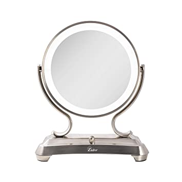 Zadro Surround Light Dual Sided Glamour 5x/1x Magnification Vanity Beauty Makeup Mirror in Satin Nickel