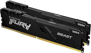 Kingston Fury Beast 16GB (2x8GB) 3600MHz DDR4 CL17 Desktop Memory Kit with 2 KF436C17BBK2/16