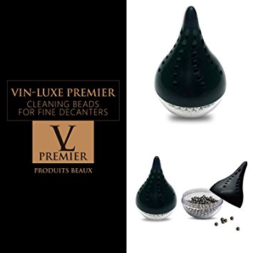 Vinluxe Premier Black Multipurpose Cleaning Beads Wine Decanter & Glass Cleaner