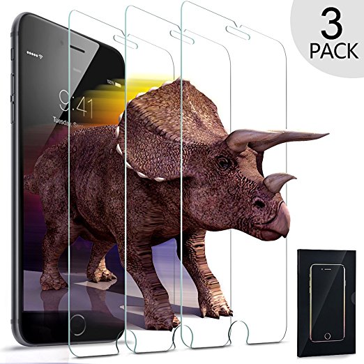 HeeBin 3-Pack iPhone 7 Plus Screen Protector Glass, 0.3MM Slim And 9H Hardness Bubble Free, Anti-Fingerprint, Oil Stain&Scratch Coating