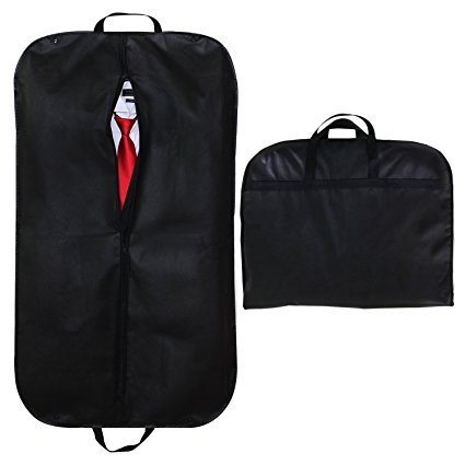 SPARKSOR 40" Black Breathable Suit Covers Carrier Bag with Handles for Travel, Foldover Breathable Garment Bag with Handles and Gusset, 60cm x 100cm