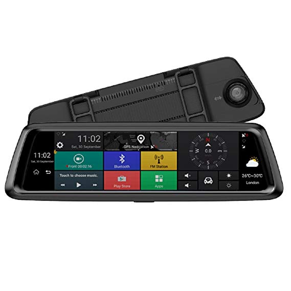 Weigav 4G 10 inch Car DVR N98  Rear View Mirror   Android System Touch Screen Dual Lens Black Box Original Dashboard Full HD 1080P WDR 170° Wide Angle GPS Navigation With 16GB C10 TF Card