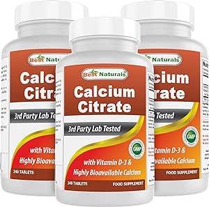 Best Naturals Calcium Citrate with Vitamin D-3 240 Tablets (240 Count (Pack of 3))