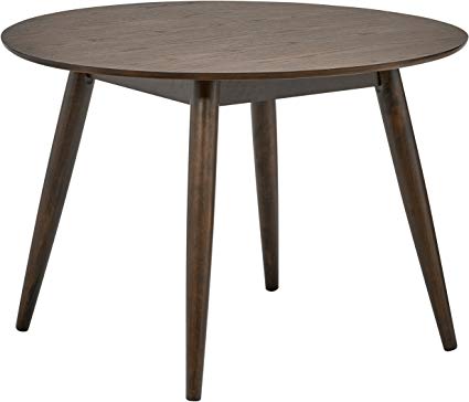 Rivet Mid-Century Round Wood Dining Table, 42"W, Chestnut